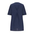 thumbnail image 5 of Mrasaso Free Shipping! Spring Dresses for Women 2025,Women Solid Color Embroidered Round Neck Short Sleeved Linen Dress,Casual & Elegant for the SeasonDark Blue M, 5 of 9