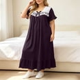thumbnail image 6 of SELONE Long Nightgowns for Women Short Sleeve Plus Size Lace Maxi Sleep Shirt Ruffle Bow Long Dress Casual House Dress, 6 of 6