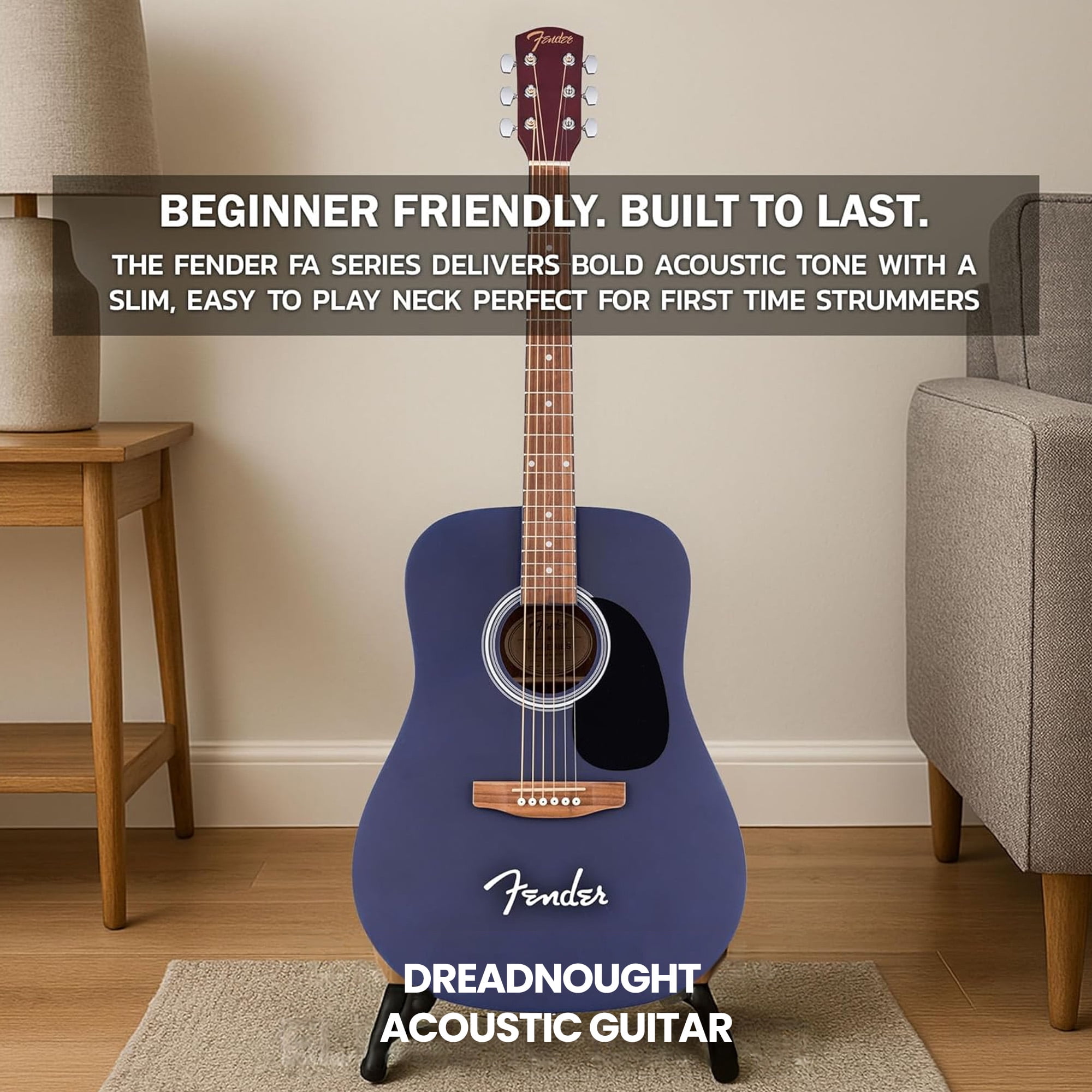 Fender FA Series Dreadnought Acoustic Guitar - Saphire Blue w/ Gig Bag