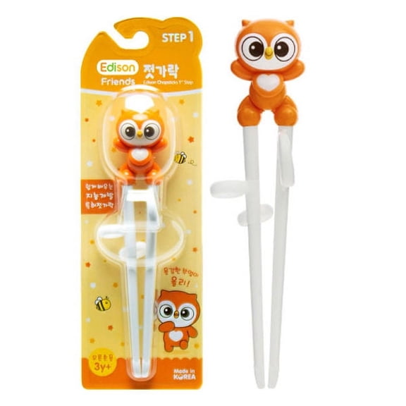 Kid Chopsticks Edison Friends Chopsticks for Children Training Chopsticks Learning Chopsticks, (RIGHT-HANDED) 7 Step 1 OWL