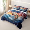 thumbnail image 3 of Erosebridal Rustic Pike Fish Twin Quilt Set for Girls Boys, Retro US Flag Twin Coverlet Set, 2pcs, 3 of 7