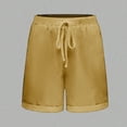 thumbnail image 6 of RYRJJ Bermuda Shorts for Women Drawstring High Waisted Linen Shorts Dressy Casual Beach Summer Rolled Hem Shorts with Pockets(Yellow,S), 6 of 9