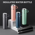 thumbnail image 3 of Water Bottle, 500ml Vacuum Flask, Insulated Travel Mug With Leakproof Lid & Handle, Reusable Bottles Stays Hot & Cold For Work Sports Cycling, Blue, 3 of 4