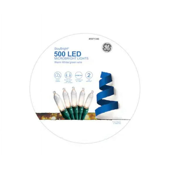 GE StayBright 500 LED Microbright String Lights Warm White Green Wire