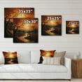 thumbnail image 4 of Designart "Countryside Sunset horizon An I" Landscapes Print on Natural Pine Wood, 4 of 5