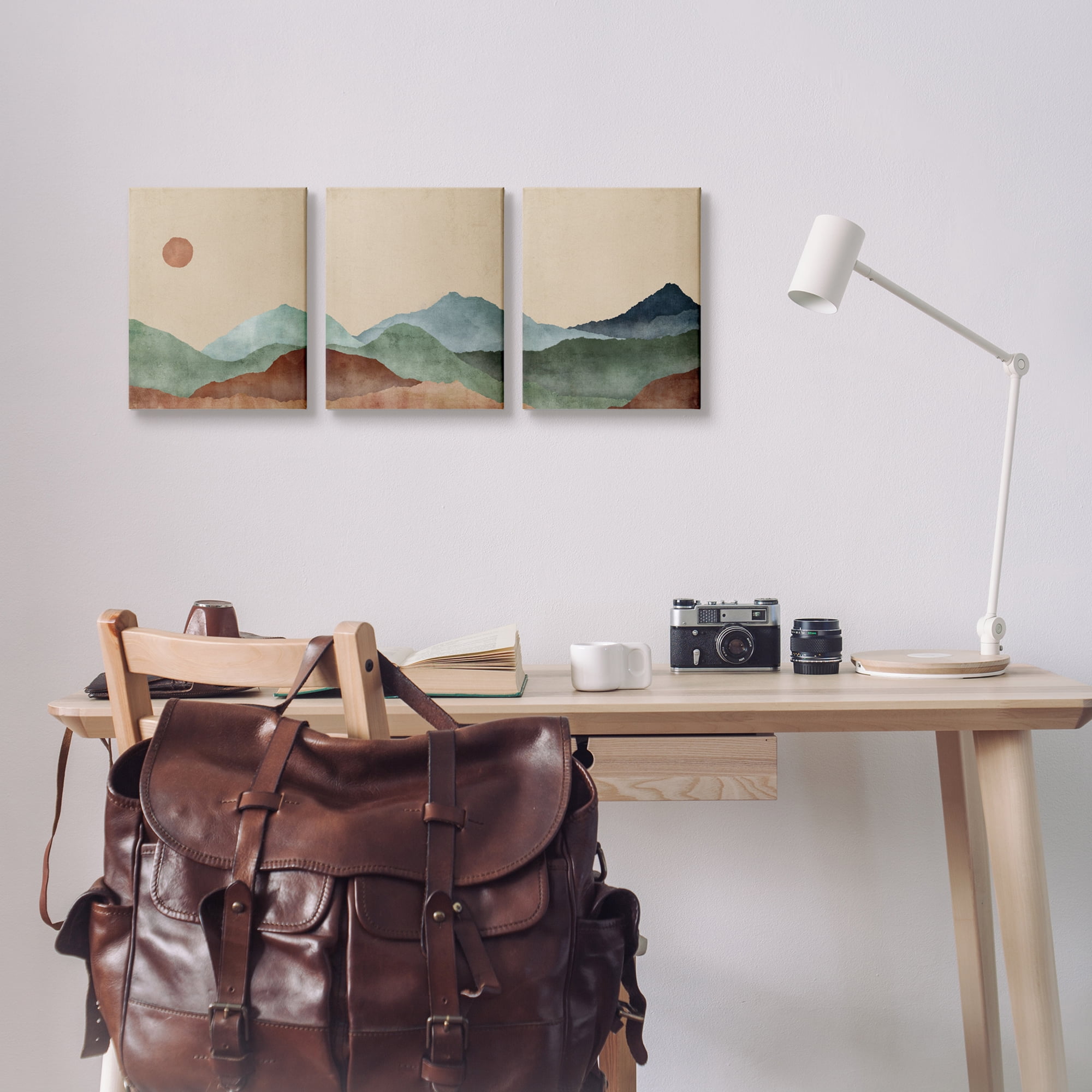 Stupell Abstract Mountains Landscape Moon Landscape Painting Gallery Wrapped Canvas Print Wall Art, Set of 3