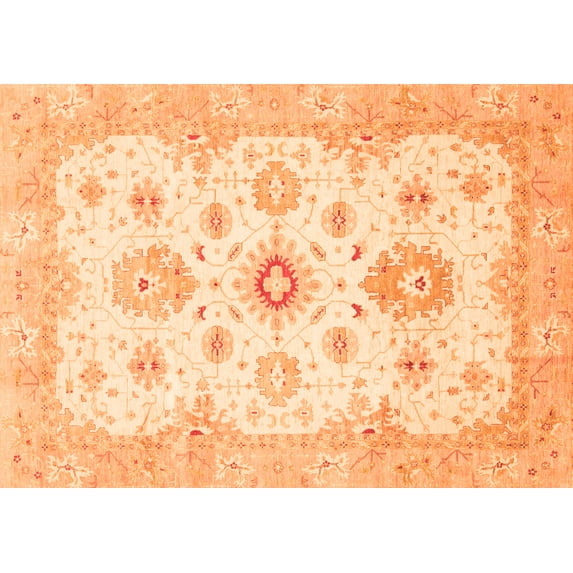 Ahgly Company Indoor Rectangle Oriental Orange Traditional Area Rugs, 2' x 5'