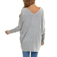 thumbnail image 5 of gakvbuo Off The Shoulder Sweater For Women Casual V Neck Batwing Sleeve Loose Fit Oversized Baggy Tops Sweater Pullover Blouse T-Shirt, 5 of 8
