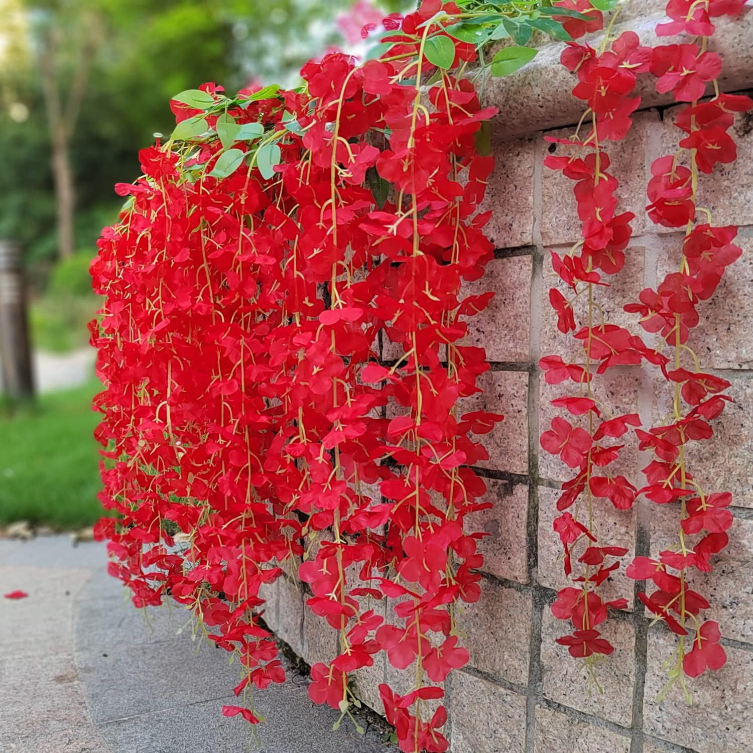 24 Pack Artificial Fake Wisteria Vine Ratta (3.75 Feet) Hanging Garland Silk Flowers String Home Party Wedding Decor(Purple)