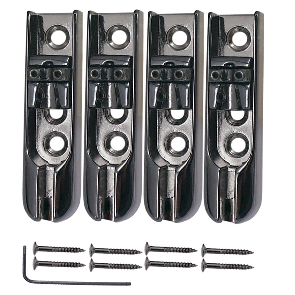 4 Pieces Bass Bridge W/ Screws for 4 String Electric Bass Guitar Accessories - black, 60..7mm