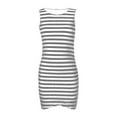 thumbnail image 4 of Luxalzxs T Shirt Tank Dress for Women Striped Print Round Neck Sleeveless Tank Top Mini Dress Plus Size Slim Fit Summer Dresses Midi Length Casual Dresses, 4 of 5