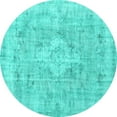 thumbnail image 1 of Ahgly Company Machine Washable Indoor Round Persian Turquoise Blue Traditional Area Rugs, 4' Round, 1 of 4