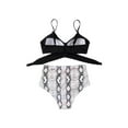 thumbnail image 6 of Women Criss Cross Tankini Two Piece Bathing Suits High Waisted Adjustable Sexy Spaghetti Strap Wrap Bikini Tummy Control Floral Print Beach Swimsuits, Black Snake S, 6 of 7