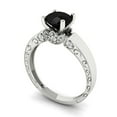thumbnail image 2 of 1.06 ctw Solitaire with Zirconia Diamond Accents Anniversary Ring for Women | Round Cut Natural Onyx | Hyperallergenic Solid 18K White Gold, 2 of 5