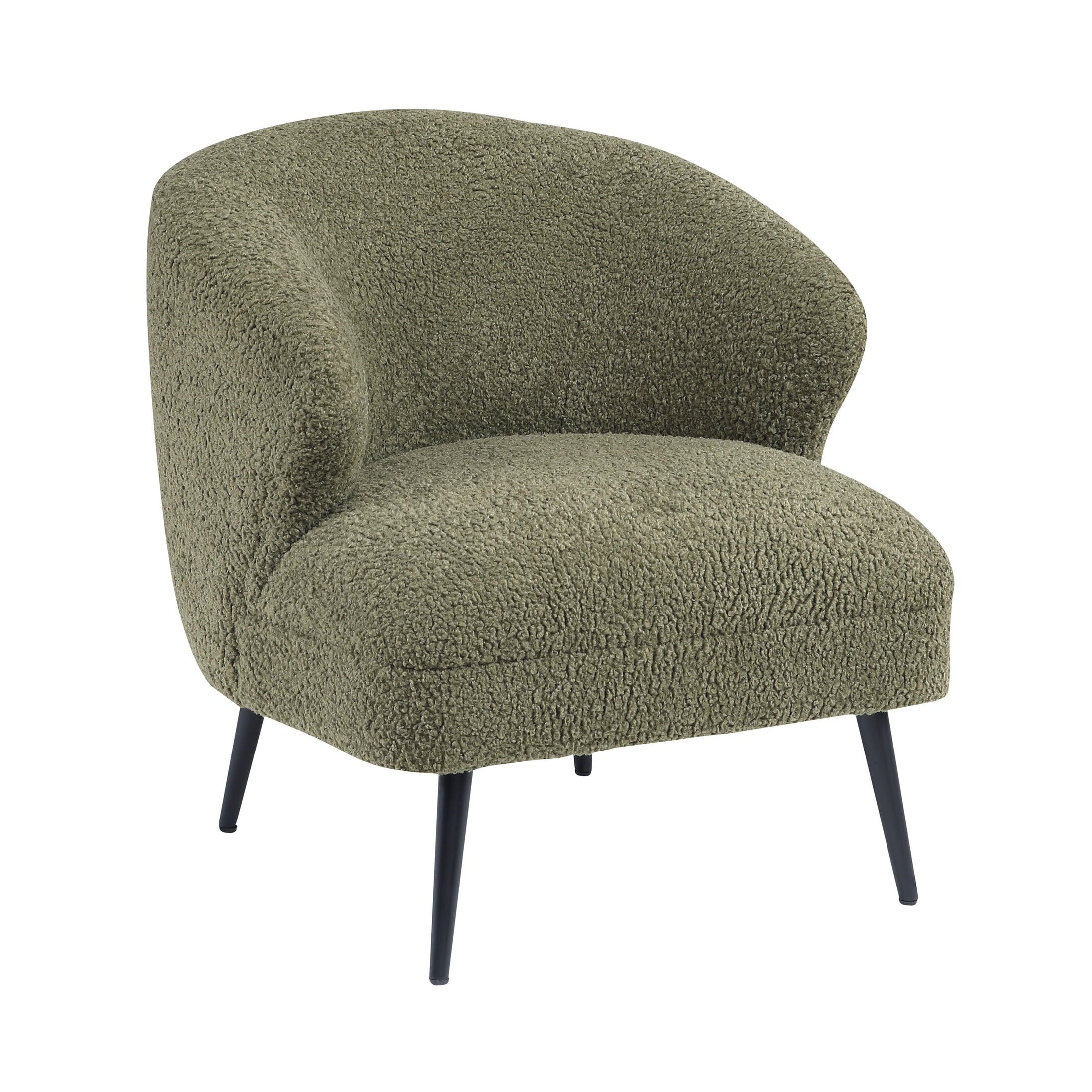 OakvillePark Crestlark Boucle Curved Back Accent Chair with Metal Legs, Green