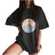 thumbnail image 1 of Blusa de manga corta con estampado de luna y sol de calavera divertida con mangas caídas vintage para mujer Pompotops hfajkhk124948, 1 of 9