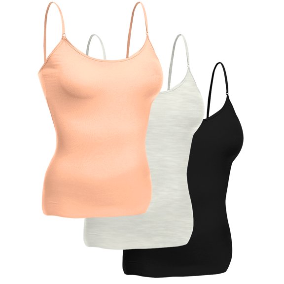Emmalise Women Layering Basic Short Camisole Cami Adjustable Strap Tank Top - Junior Sizing