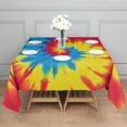 thumbnail image 3 of Red and Green Tie Dye Pattern Square Tablecloth, Waterproof Wipeable Spillproof Washable Table Cover for Home Kitchen Party and Daily Decor 52"x52", 3 of 6