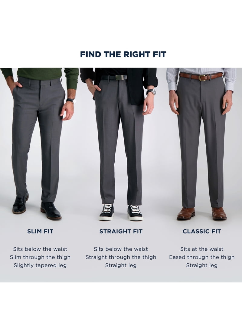 Haggar Men's eCLo Stria Classic Fit Flat Front Dress Pants Taupe 40 x 34