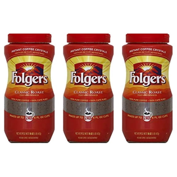 Folgers Classic Roast Instant Coffee Crystals (16 Oz.) (Pack Of 6)
