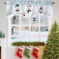 thumbnail image 3 of Christmas Winter Snowman Tie Up Valances Curtain, Shovel Snow Xmas Gradient Blue Adjustable Rod Pocket Short Window Treatment Tie Up Curtains Valances for Kitchen Living Room Bathroom 60x18 In, 3 of 9