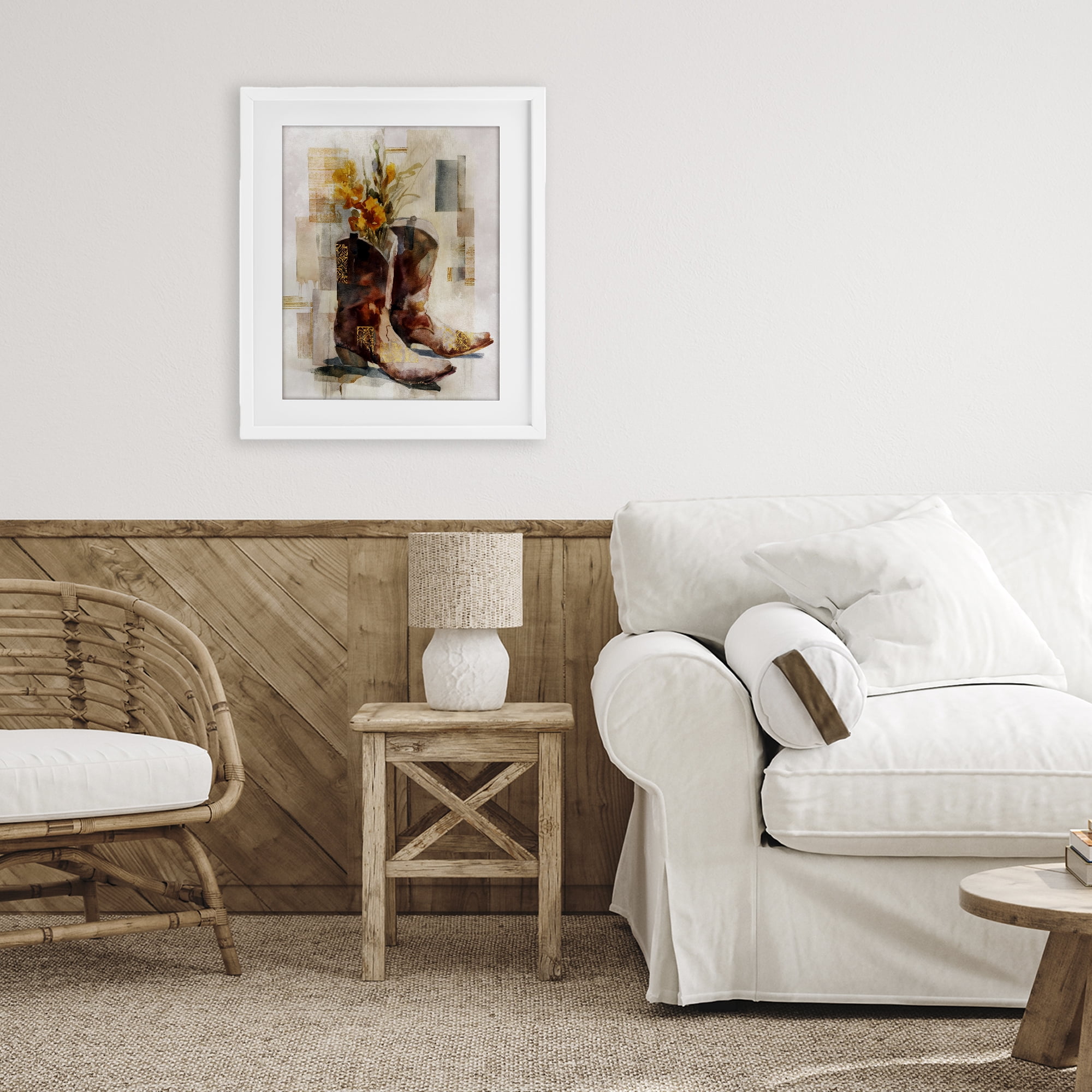 Stupell Industries Western Roots & Blooms White Framed Print Under Glass, design by Svetlana Aleynikova