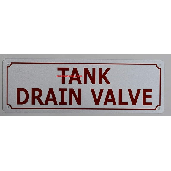Tank Drain Valve Sign (White Reflective,Aluminium 4x12)(ref-2022-4)