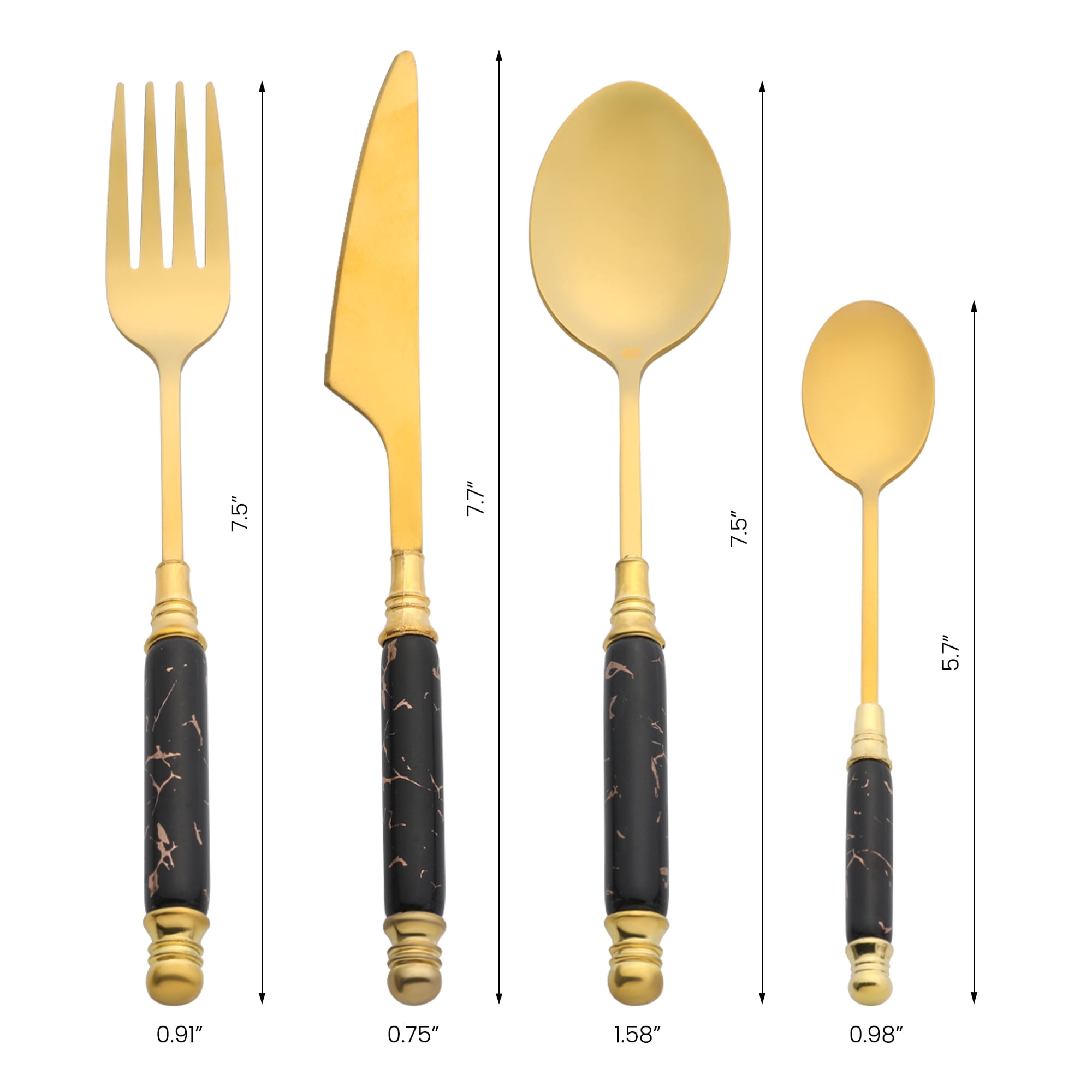 Unique Bargains 4Pcs Stainless Steel Flatware Set For 1 Black