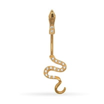 14k Gold 14 gauge Cubic Zirconia Snake Drop Body Jewelry Belly Ring (12mm X 35mm) (Yellow Gold)-Body Piercing-Ring for W