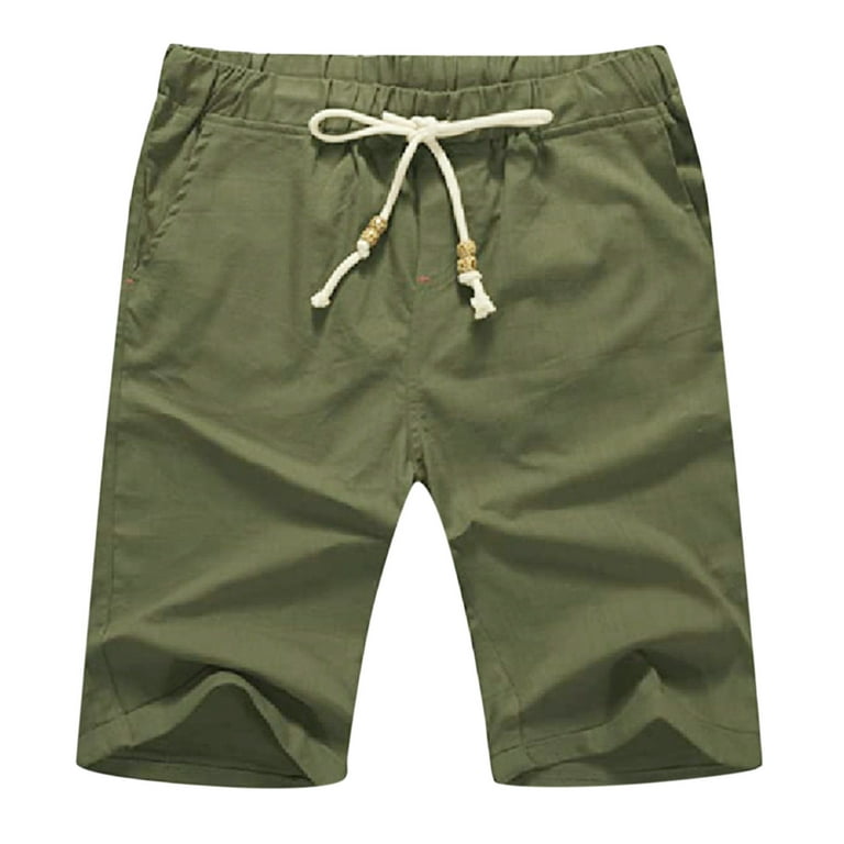 Aayomet Workout Shorts Male Summer Casual Solid Short Pant Bead Drawstring  Short Trouser Pant Black Running Shorts Men Army Green,2XL