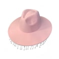 thumbnail image 2 of Sombrero de vaquero occidental, sombrero de copa de jazz, sombrero Fedora con borla, ala ancha para actuaciones rosado, 2 of 6