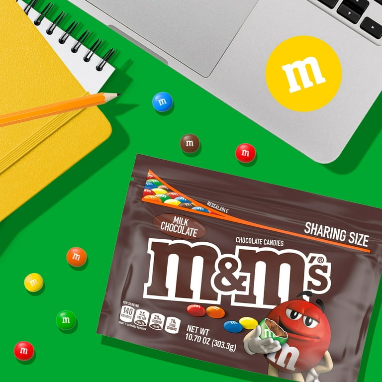 M&M's Milk Chocolate Candy Sharing Size - 10.7 oz Bag - 3 Pack - Plus 3 My Outlet Mall Resealable Portable Storage Pouches