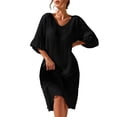 thumbnail image 1 of Vestido para Mujer con Escote en V, Media y Abertura Lateral. Negro M, 1 of 8