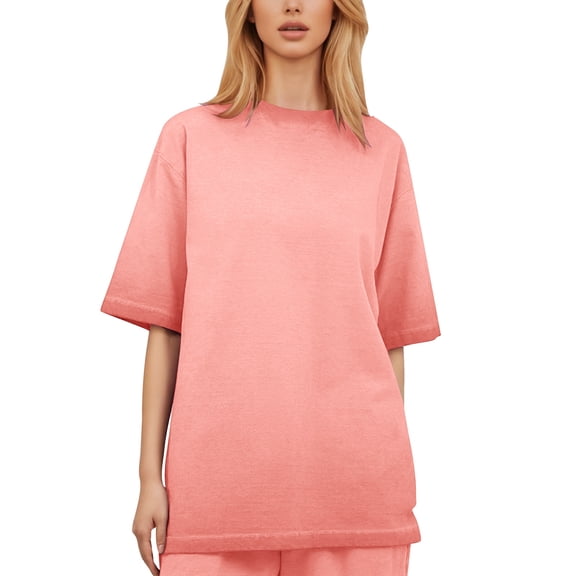 Daznico Women's Oversized Crew Neck Tee, Half Sleeve Loose Casual Tunic Top,M
