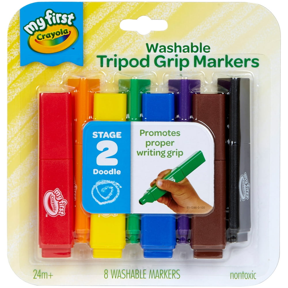 Crayola My First Tripod Grip Toddler Washable Markers, Child, 8 Pieces