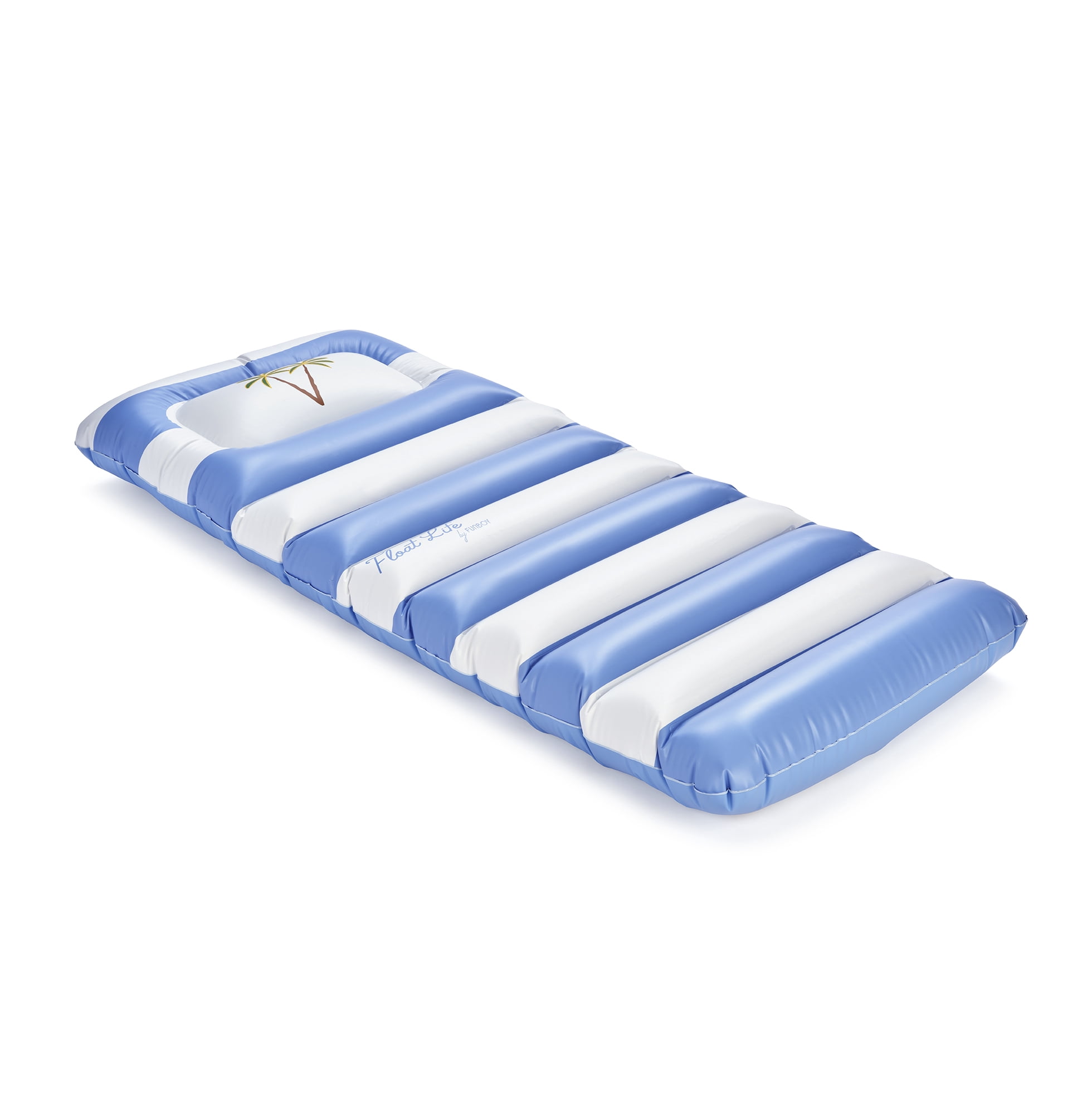 Float Life by FUNBOY Blue & White Striped Palm Pool Float Lounger, Oversized Design, Adults or kids Ages 8+