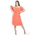 thumbnail image 1 of Vestido campesino con botones Roman Fashion /Tallas Extras, 006 (Coral) coral 38, 1 of 6