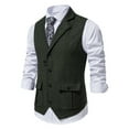 thumbnail image 2 of SWSMCLT Men's Cotton Sleeveless Suit Vest Single Breasted Waistcoat Business Formal Notch Collar Dark Green 36, 2 of 5