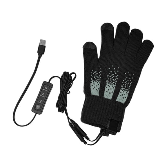 USB Heated Gloves Warmers Winter Gloves with 3 Adjustable Temperature Non- sWaterproof Electric Heating Gloves for Outdoor Work, Hiking, Motorcycling & Winter Sports, Black