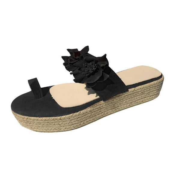 asdoklhq Womens Casual Shoes,Women Platform Sandals Casual Flower Slip On Platform Ladies Beach Wedge Shoes