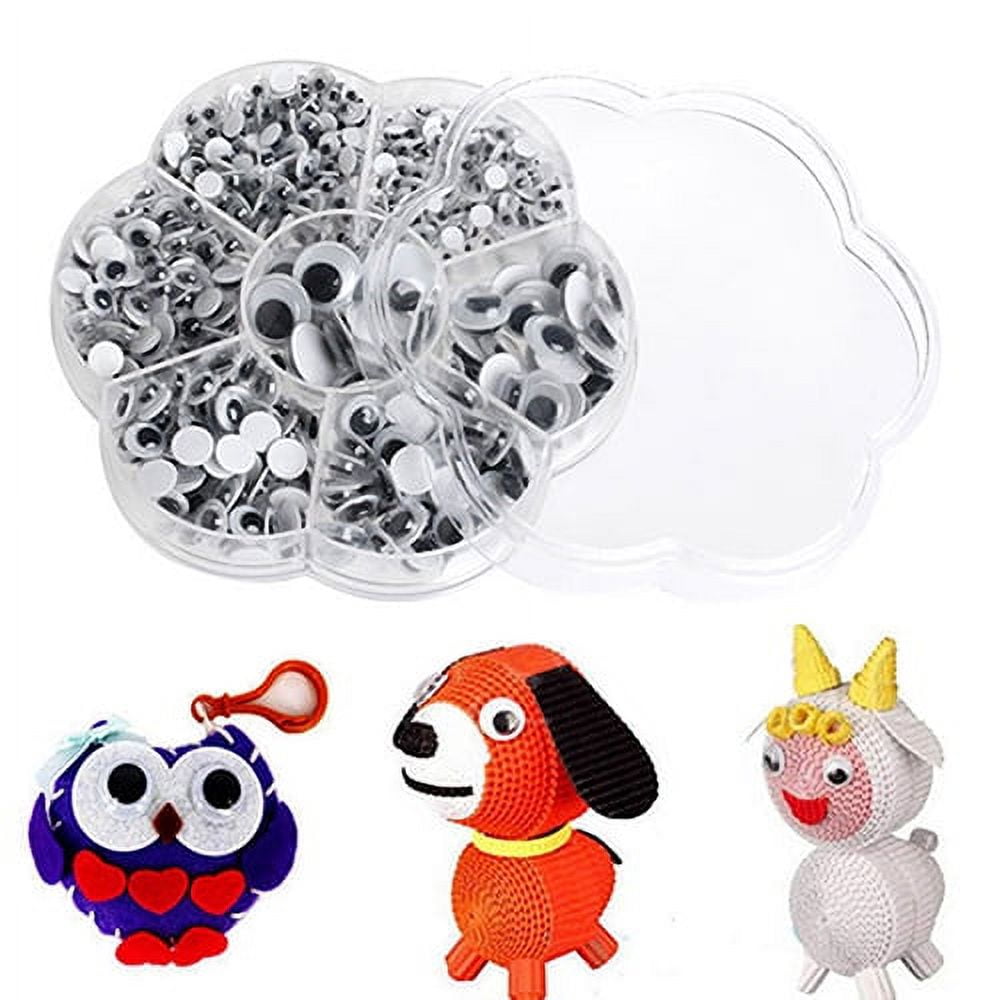 AYYUFE 500Pcs Mixed Size Self-adhesive Round Plastic Wiggle Googly Eyes for DIY Doll