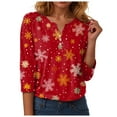 thumbnail image 6 of larppty 3/4 Length Sleeve Womens Tops V Neck T Shirts Dressy Casual Basic Christmas Print Tees 2025 (Red, M), 6 of 9