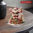 thumbnail image 6 of Rotating acrylic ornament featuring a bespectacled Santa on a gift pile with candy canes and squirrels in vibrant surrealist details and warm colors, 6 of 8