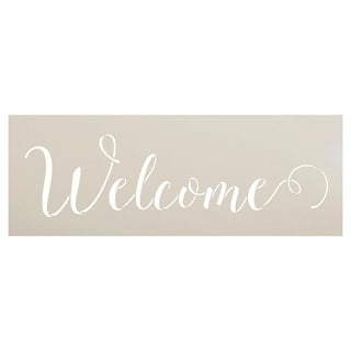 Welcome Stencil by StudioR12  Skinny Traditional Vertical Word
