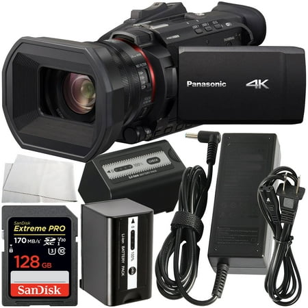 Panasonic HC-X1500 UHD 4K / Full HD Pro HDMI Camcorder with 24x Optical Zoom, Manufacturer Accessories, SanDisk Extreme PRO 128GB Memory Card (UHS-I / U3 / V30 / Class-10) & Replacement Battery