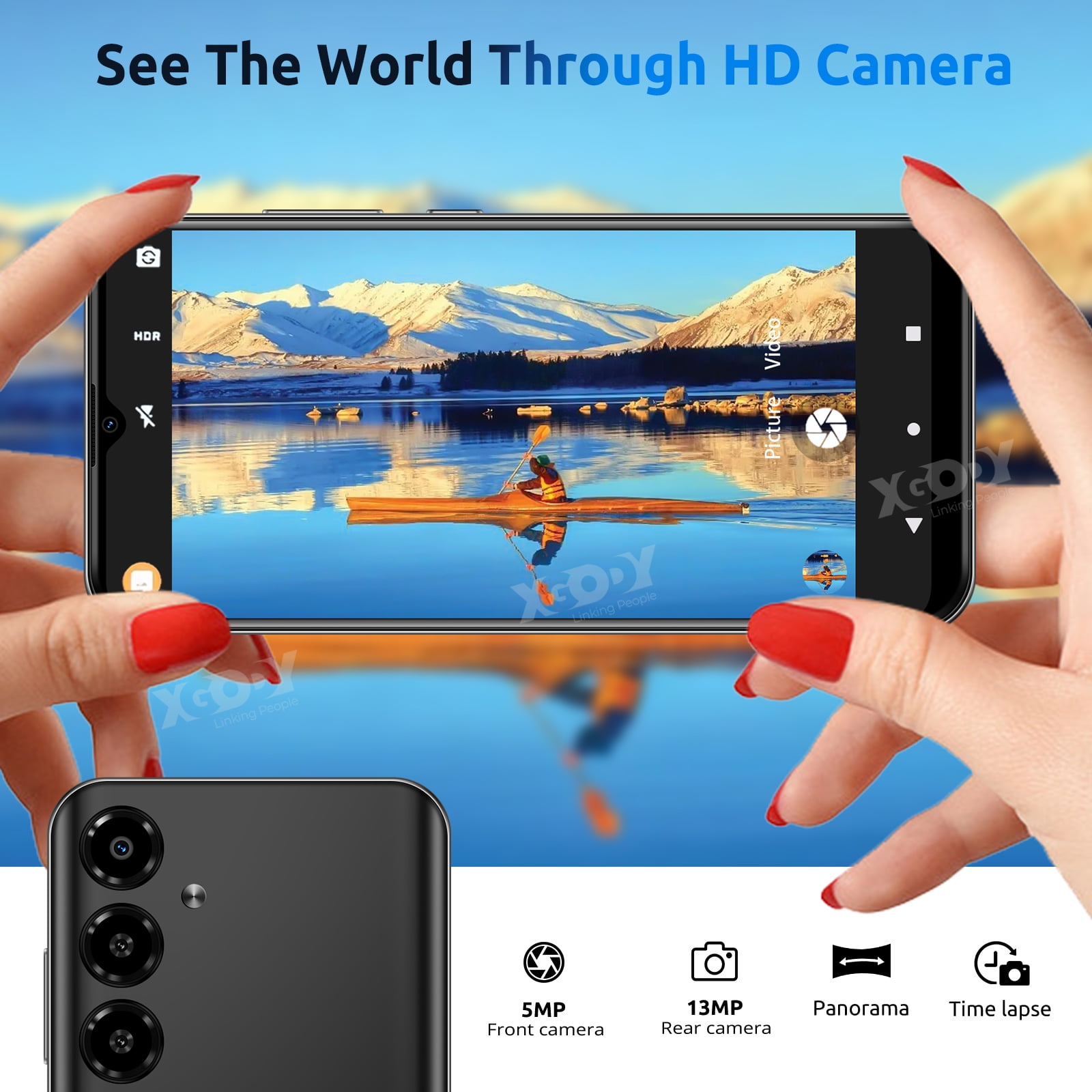 XGODY V50 T-Mobile Unlocked Android Phones, 64GB Smartphones, 6.5" HD Incell Screen Mobile Cellphones, 8-Packing, Black