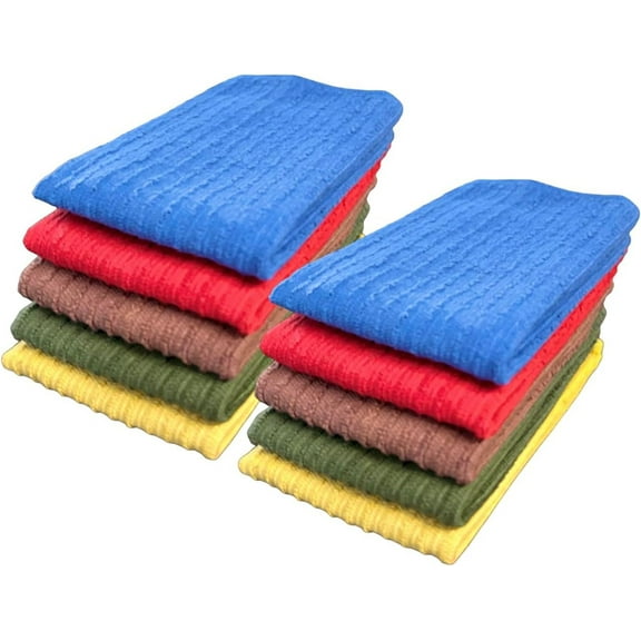 10 Pack, 100% Cotton Bar Mop Kitchen Cleaning Dish Cloth, Dish Towel, Super Absorbent, Machine Washable, Multi-Purpose for Home, Kitchen Size: 12x12 inch.