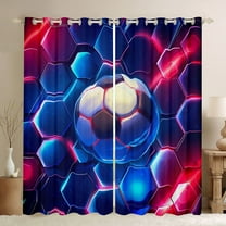 Castle Fairy Teens Adults Soccer Gamer Black Out Curtains,Geometric Honeycomb Curtains Pack of 2 (42x63 Each),Abstract Gradient Bedroom Curtains,Breathable Home Decor
