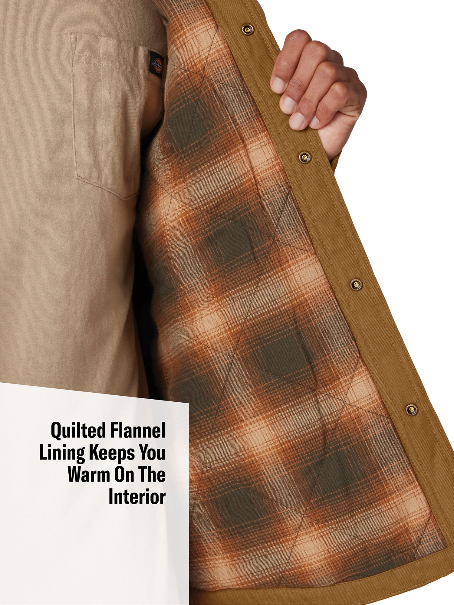 Genuine Dickies Men's Flannel Lined Midweight Canvas Outerwear Shirt Jacket  - Walmart.com