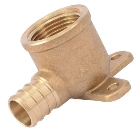 1/2 x 1/2 Inch PEX Female NPT Threaded Drop Ear 90 Elbow Connector Fitting Crimp Brass for PEX Pipe Tubing, No Lead